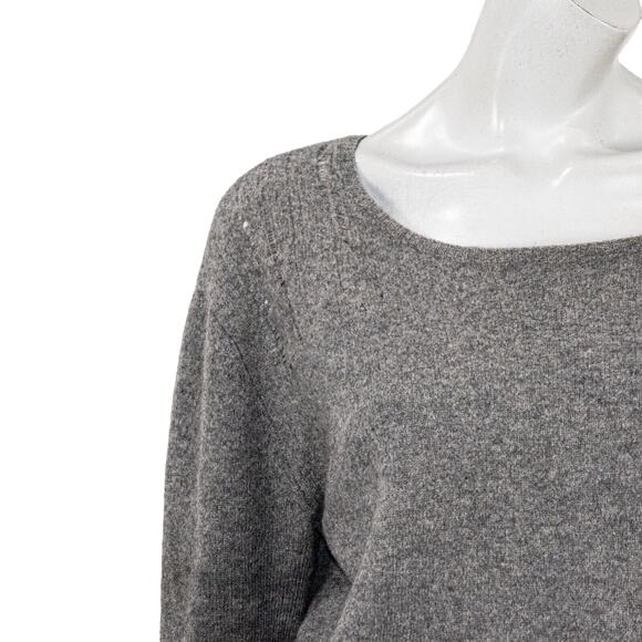 Raquel Allegra Women's Distroyed ripped 100% Cashmere Sweater in Gray sz 3 - Picture 9 of 13